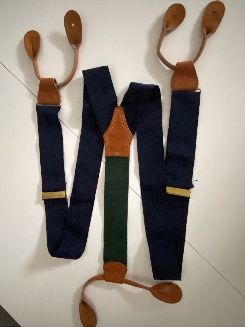 VTG Ralph Lauren Polo Men’s Navy Blue & Green Y Back Suspender